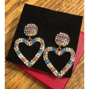 New Stunning Rhinestone Multi Colored Heart 💜 Stud Earrings